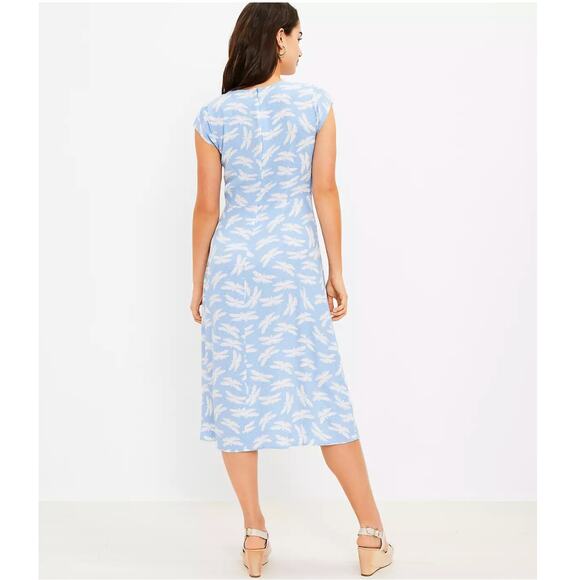 LOFT Soft Blue Butterfly Flutter Sleeve Midi Dress // 12 - Picture 3 of 12